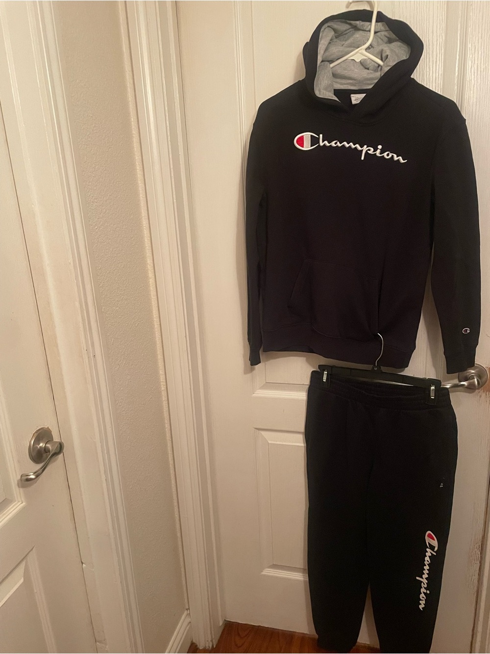 Champion Kids Black Hoodie & Black Joggers Set with Logo size 14/16